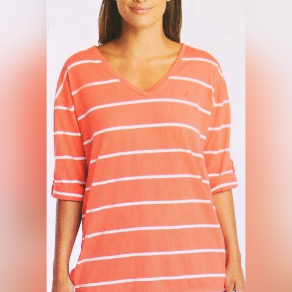 Nautica Coral V-Neck Top